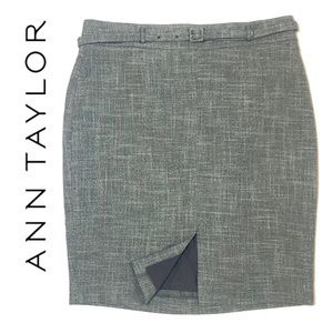 Ann Taylor Grey Tweed Front Slit Skirt 12P